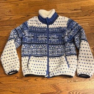 Polo Ralph Lauren Blue and White Kids Fleece Jacket size 12/14